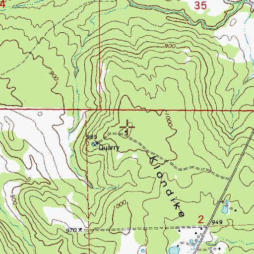 Topographic Map of Klondike Hill, MO