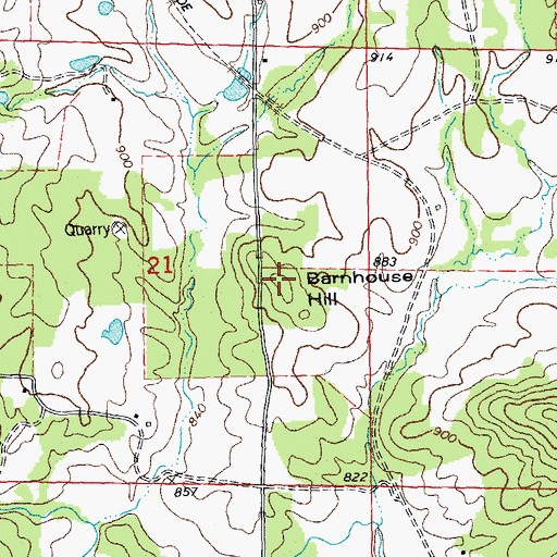Topographic Map of Barnhouse Hill, MO