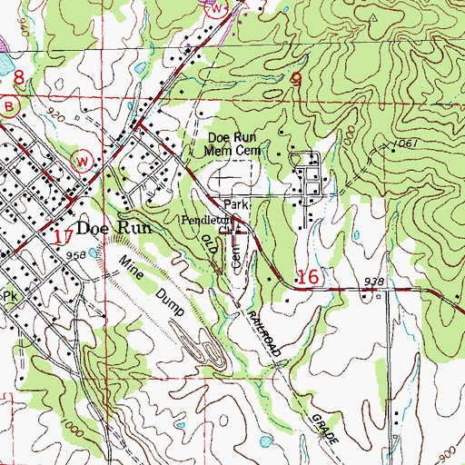 Topographic Map of Pendleton Church, MO