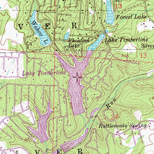 Topographic Map of Lake Timberline, MO