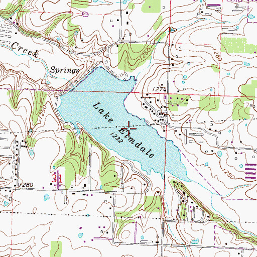 Topographic Map of Lake Elmdale, AR