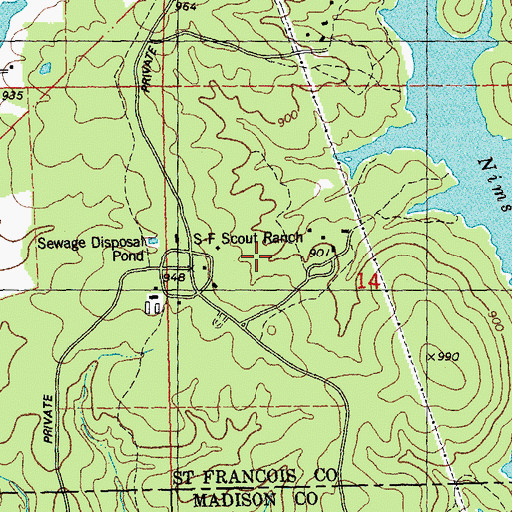 Topographic Map of S-F Scout Ranch, MO