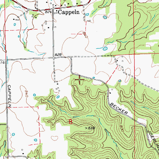 Topographic Map of Cappeln School (historical), MO