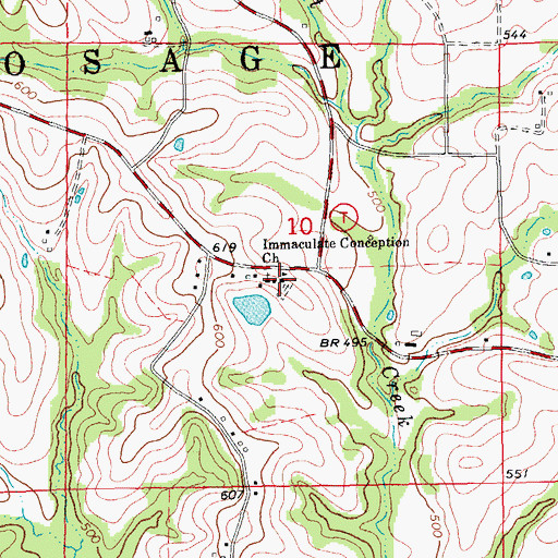 Topographic Map of Saint Johns School (historical), MO