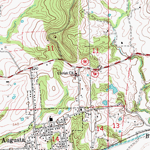 Topographic Map of Augusta Elementary School, MO