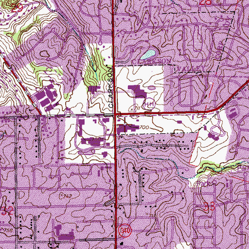 Topographic Map of Maple Tree Shopping Center, MO