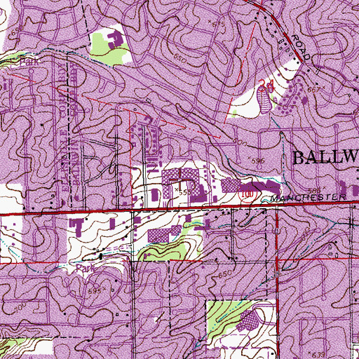 Topographic Map of Ballwin Plaza Danny Boy, MO