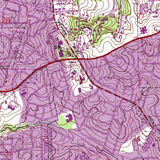 Topographic Map of The Barn at Lucerne Shopping Center, MO