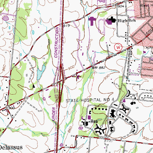 Topographic Map of Farmington Plaza, MO