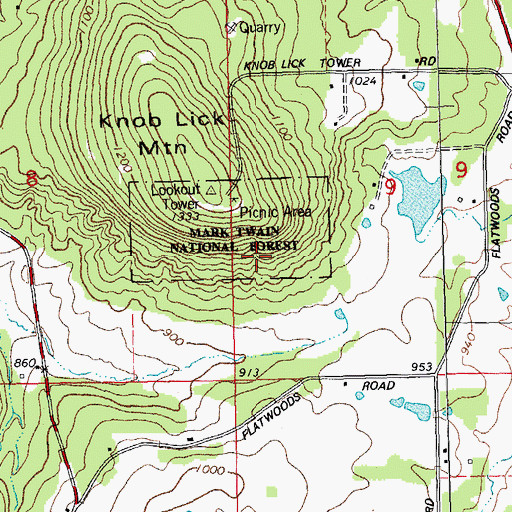 Topographic Map of Fredericktown Ranger District, MO