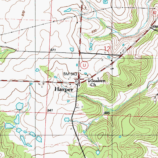 Topographic Map of Harper School, MO