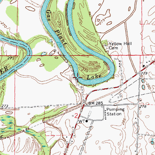 Topographic Map of Gas Plant Lake, AR