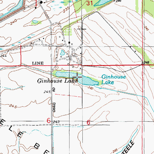 Topographic Map of Ginhouse Lake, AR