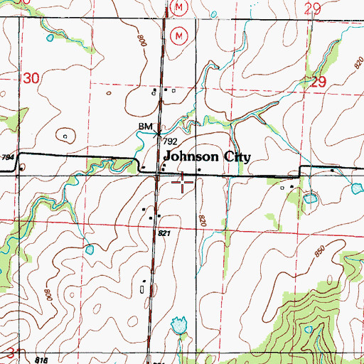 Topographic Map of Johnson City School (historical), MO