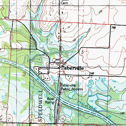 Topographic Map of Taberville School (historical), MO