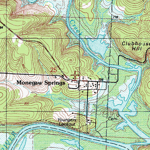 Topographic Map of Monegaw School (historical), MO