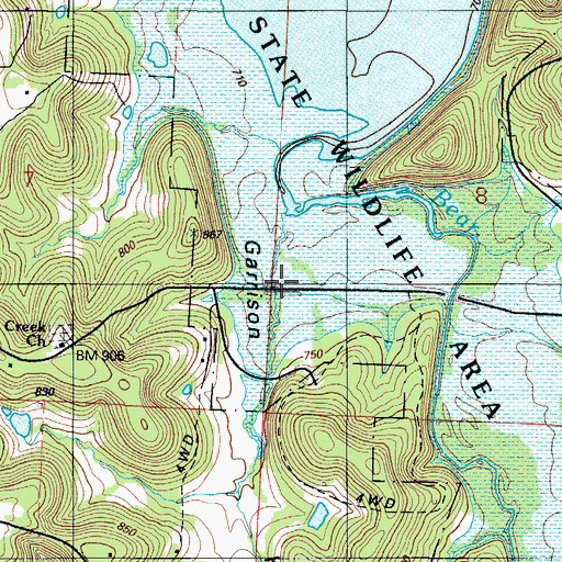 Topographic Map of Bear Creek School (historical), MO