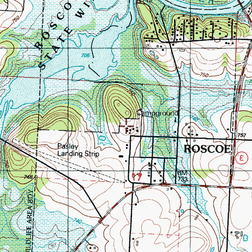 Topographic Map of Roscoe Elementary School, MO