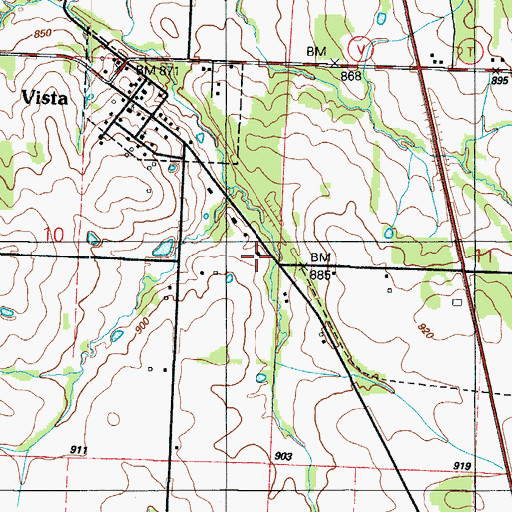 Topographic Map of Vista School (historical), MO