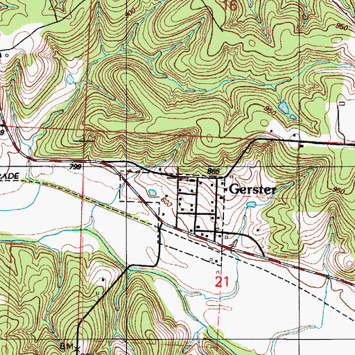 Topographic Map of Gerster School (historical), MO