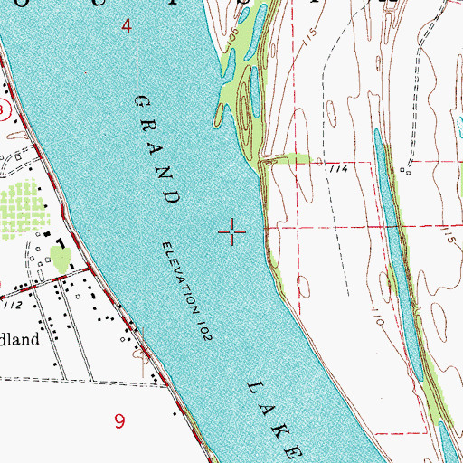 Topographic Map of Grand Lake, AR