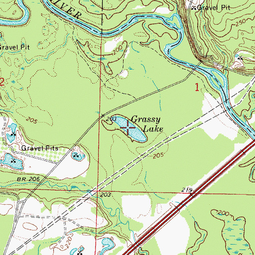 Topographic Map of Grassy Lake, AR