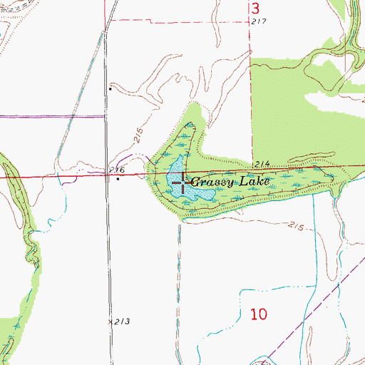 Topographic Map of Grassy Lake, AR