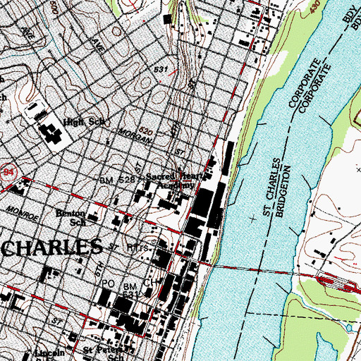 Topographic Map of Franklin School (historical), MO