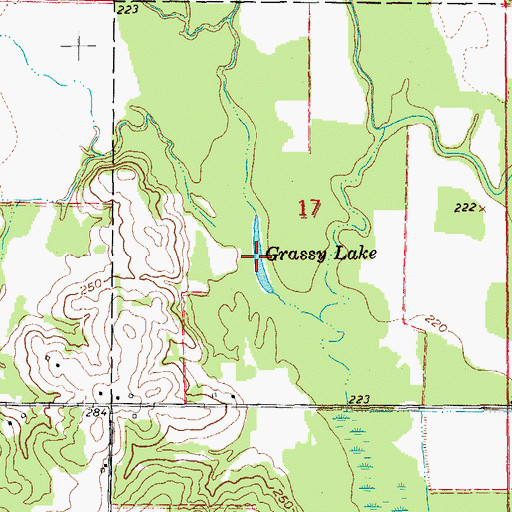 Topographic Map of Grassy Lake, AR