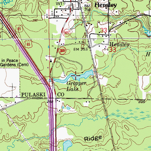 Topographic Map of Gropper Lake, AR