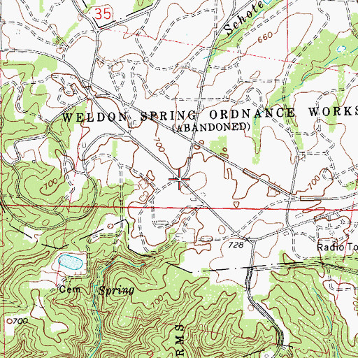 Topographic Map of Howell (historical), MO