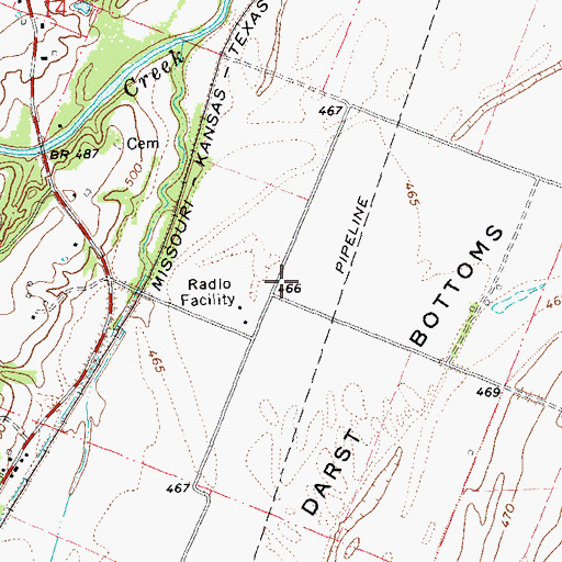 Topographic Map of Walnut Grove School (historical), MO