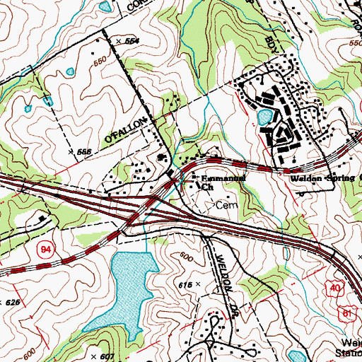 Topographic Map of Weldon Springs, MO