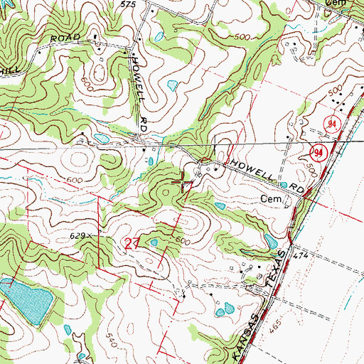 Topographic Map of Hickory Hill School (historical), MO