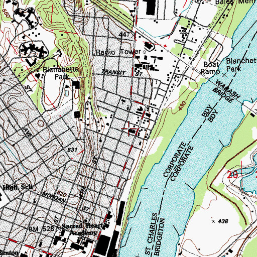 Topographic Map of McKinley School (historical), MO