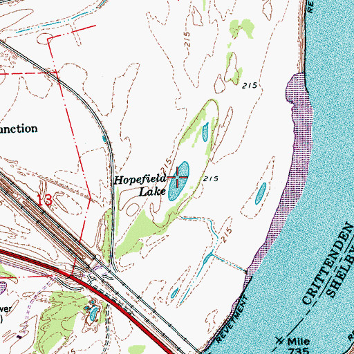 Topographic Map of Hopefield Lake, AR