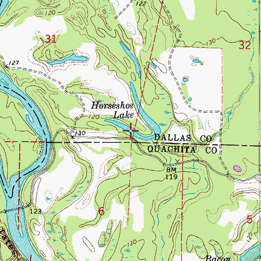 Topographic Map of Horseshoe Lake, AR