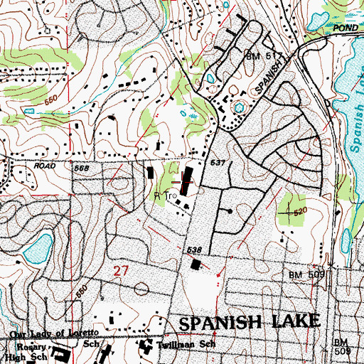 Topographic Map of Belle-Parke Plaza, MO
