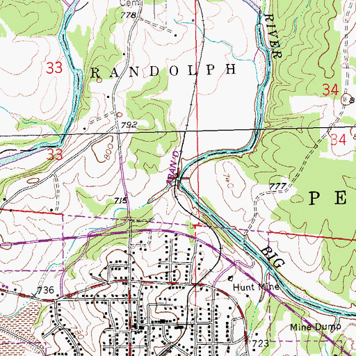Topographic Map of Eaton Branch, MO