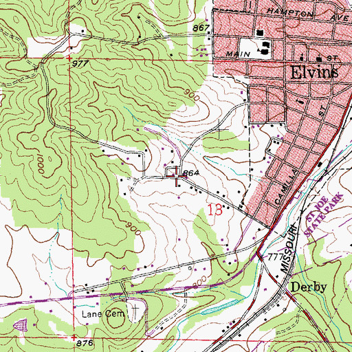 Topographic Map of West Elvins, MO