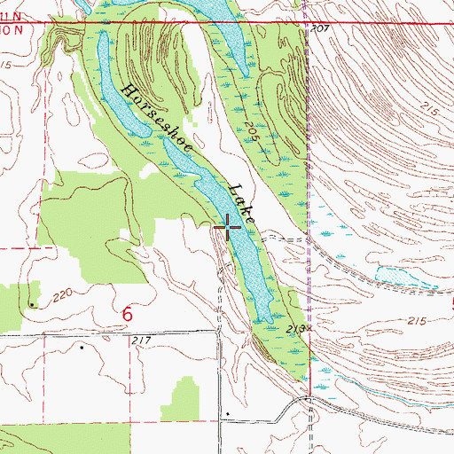 Topographic Map of Horseshoe Lake, AR