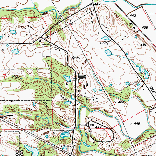 Topographic Map of Oak Ridge School (historical), MO