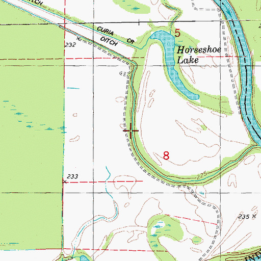 Topographic Map of Horseshoe Lake, AR