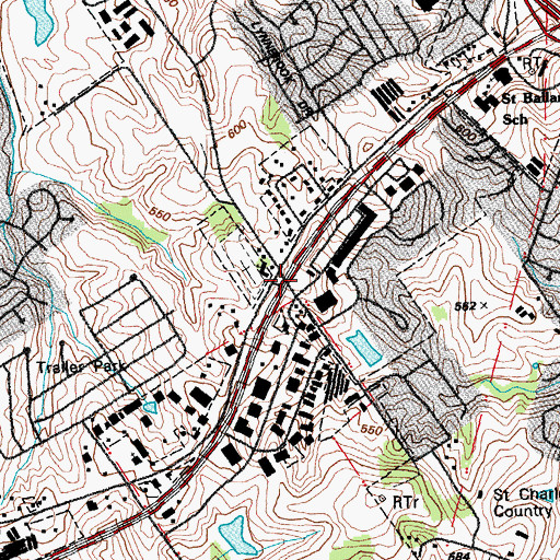 Topographic Map of Friedens School (historical), MO