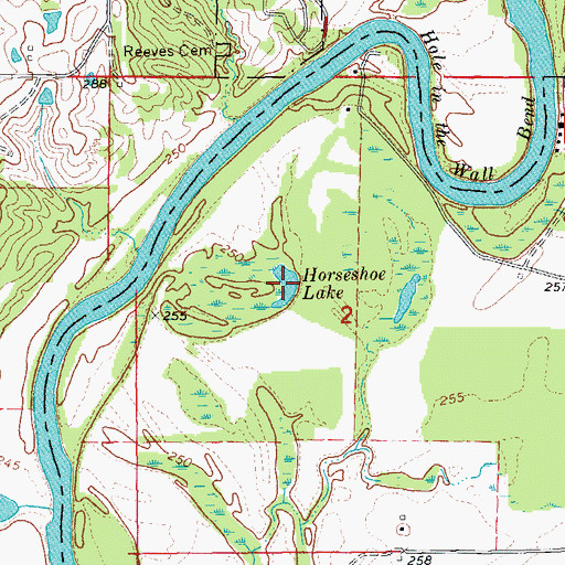 Topographic Map of Horseshoe Lake, AR