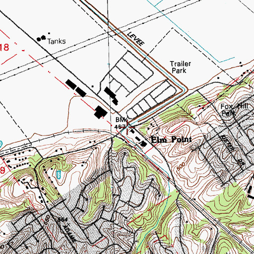 Topographic Map of Elm Branch School (historical), MO