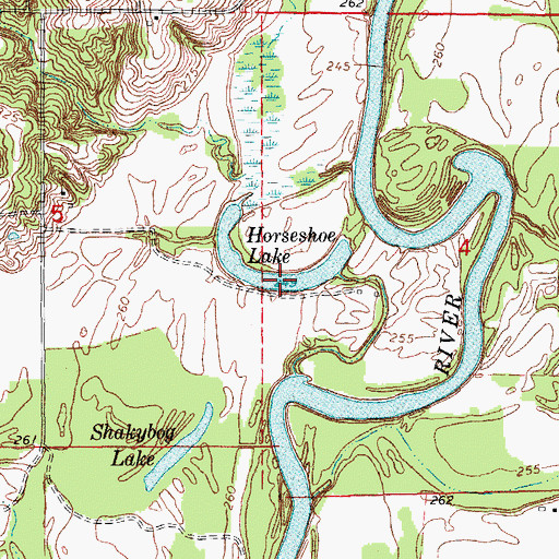 Topographic Map of Horseshoe Lake, AR