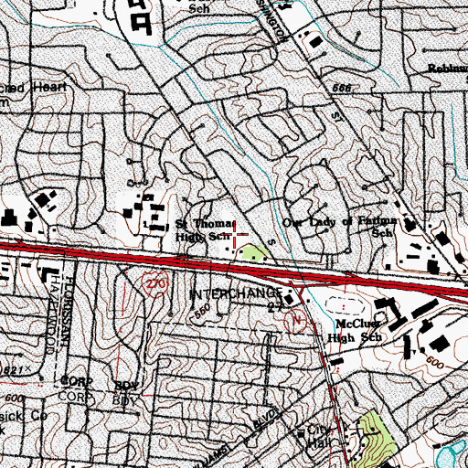 Topographic Map of Saint Ferdinand Commons (historical), MO