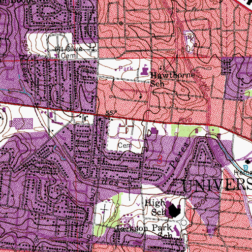 Topographic Map of Chinese Cemetery, MO