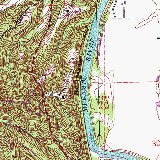 Topographic Map of Rebel Bend, MO